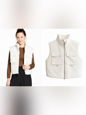 DSG White Puffer Vest size: XS/S 
High Collar Zip Front Utility Pocket Vest